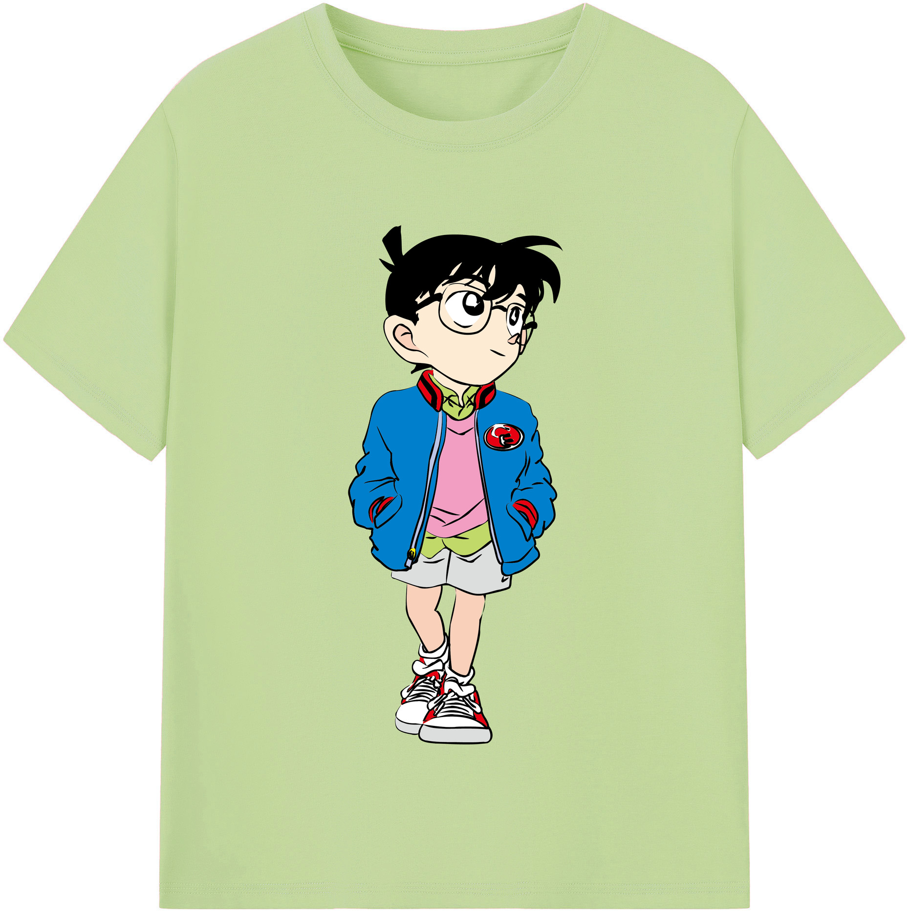 （画像用） 名探偵コナン 江戸川 コナン Detective Conan Conan Edogawa 綿100％半袖Tシャツ（フロントプリント）
